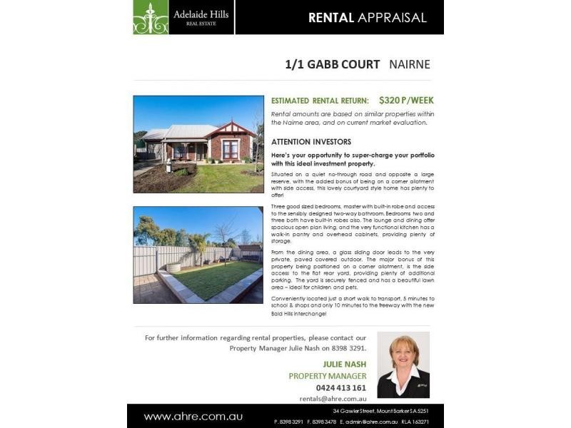 1/1 Gabb Court, Nairne SA 5252