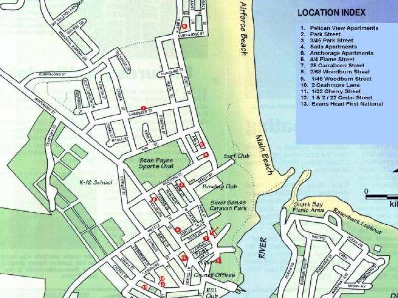 Map Of Evans Head Nsw 3-5 Park Street “Pelican View 3″ All, Evans Head Nsw 2473 | Evans Head  First National | Leased