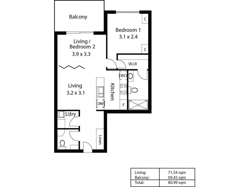 1204/47 Hindmarsh Square, Adelaide SA 5000 Floorplan