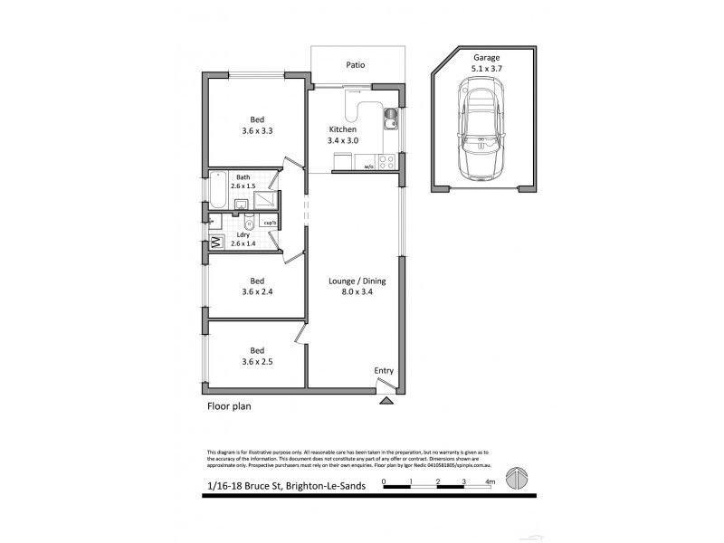 1/16 Bruce Street, Brighton-le-sands NSW 2216 Floorplan