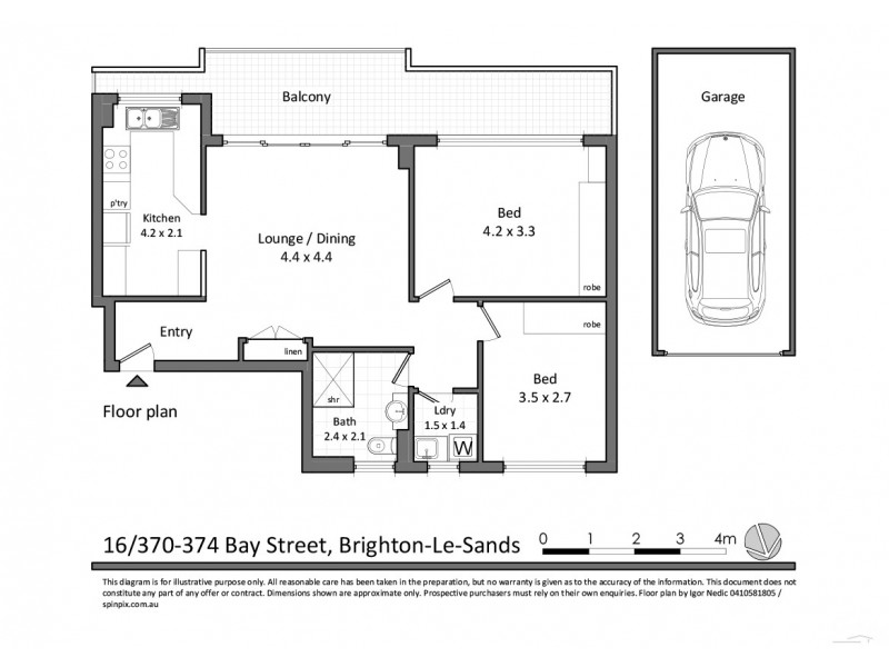 16/370 Bay Street, Brighton-le-sands NSW 2216 Floorplan