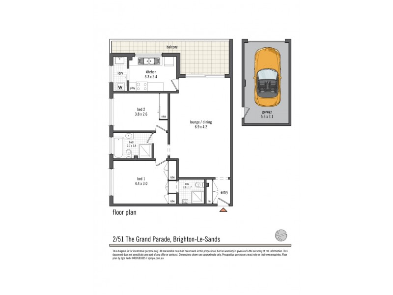 2/51 The Grand Parade, Brighton-le-sands NSW 2216 Floorplan
