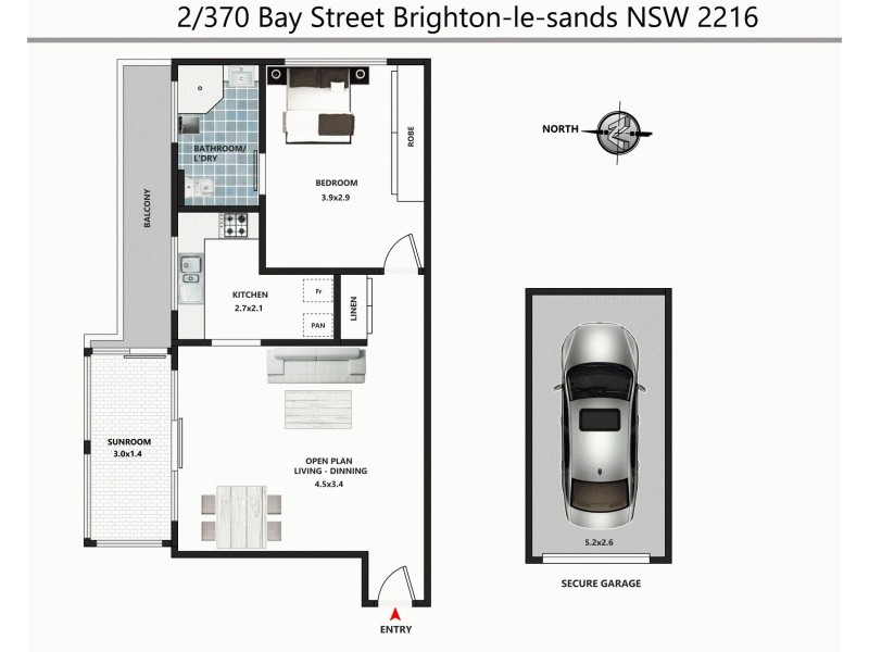 2/370 Bay Street, Brighton-le-sands NSW 2216 Floorplan