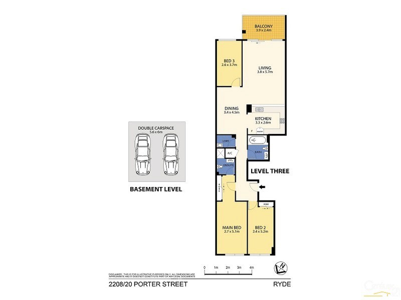 2208/20 Porter Street, Ryde NSW 2112 Floorplan