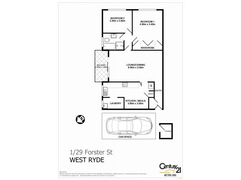 1/29 Forster Street, West Ryde NSW 2114 Floorplan
