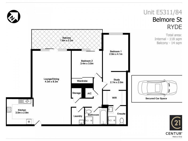 E5311/84 Belmore Street, Ryde NSW 2112 Floorplan