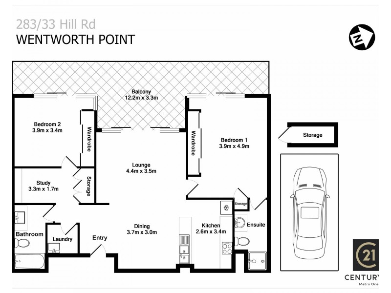 283/33 Hill Road, Wentworth Point NSW 2127 Floorplan