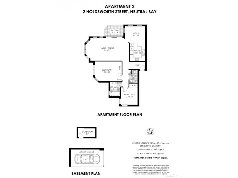 2/2 Holdsworth Avenue, Neutral Bay NSW 2089 Floorplan