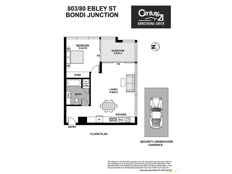 803/80 Ebley Street, Bondi Junction NSW 2022 Floorplan