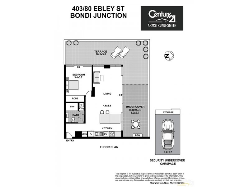 403/80 Ebley Street, Bondi Junction NSW 2022 Floorplan