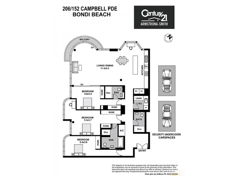 206/152 Campbell Parade, Bondi Beach NSW 2026 Floorplan