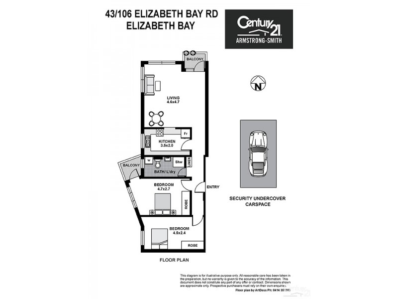 43/106 Elizabeth Bay Road, Elizabeth Bay NSW 2011 Floorplan