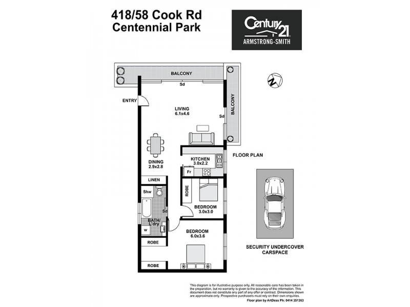 418/58 Cook Road, Centennial Park NSW 2021 Floorplan