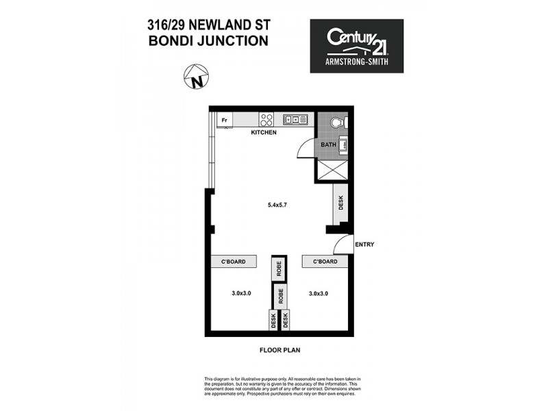 316/29  Newland Street, Bondi Junction NSW 2022 Floorplan