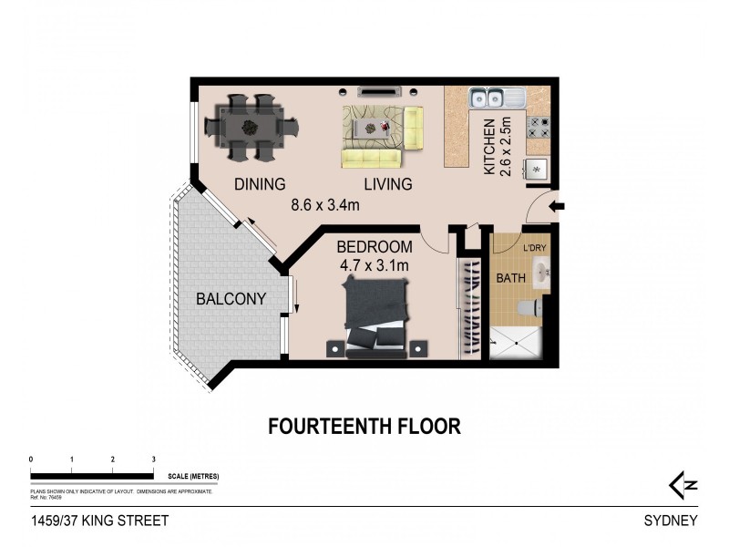 1459/37 King Street, Sydney NSW 2000 Floorplan