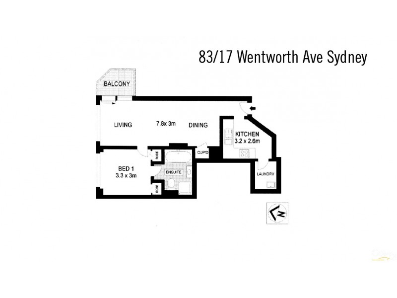 83/17 Wentworth Ave, Sydney NSW 2000 Floorplan