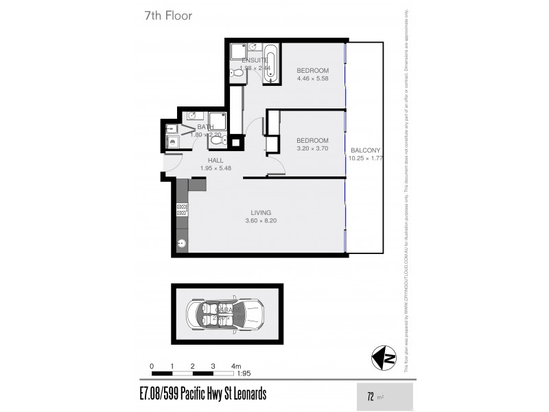 E708/599 Pacific Highway, St Leonards NSW 2065 Floorplan