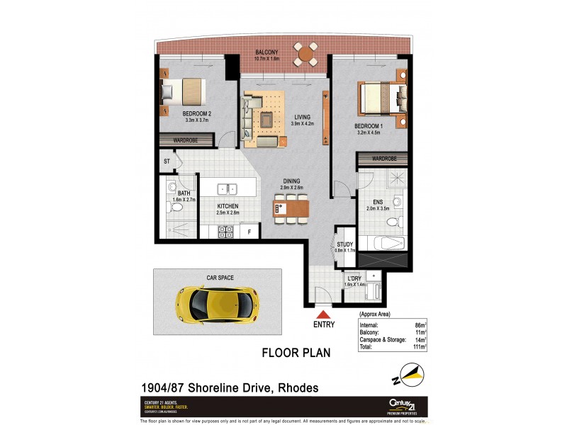 1904/87 Shoreline Drive, Rhodes NSW 2138 Floorplan
