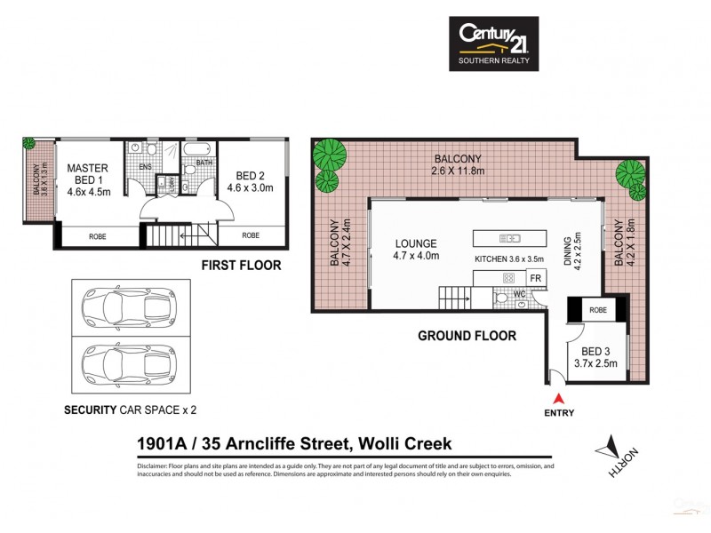 1901A/35 Arncliffe Street, Wolli Creek NSW 2205 Floorplan