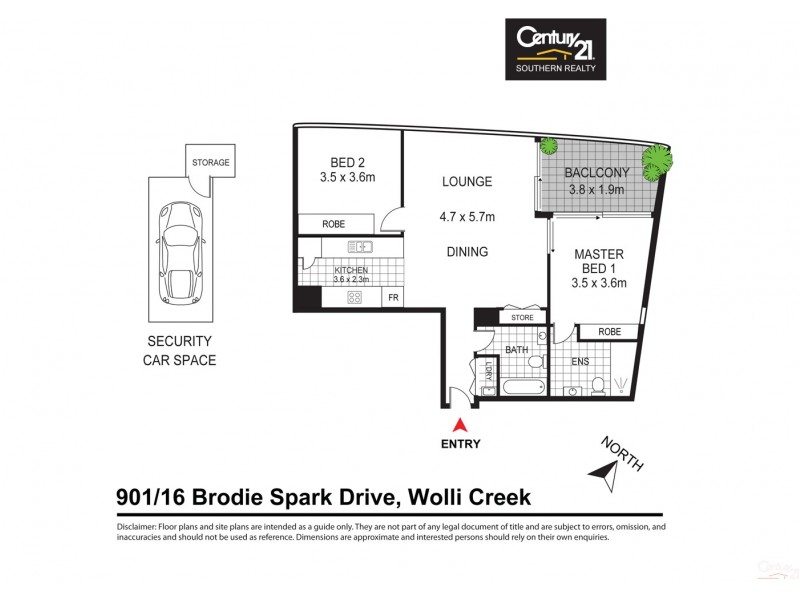 901/16 Brodie Spark Drive, Wolli Creek NSW 2205 Floorplan