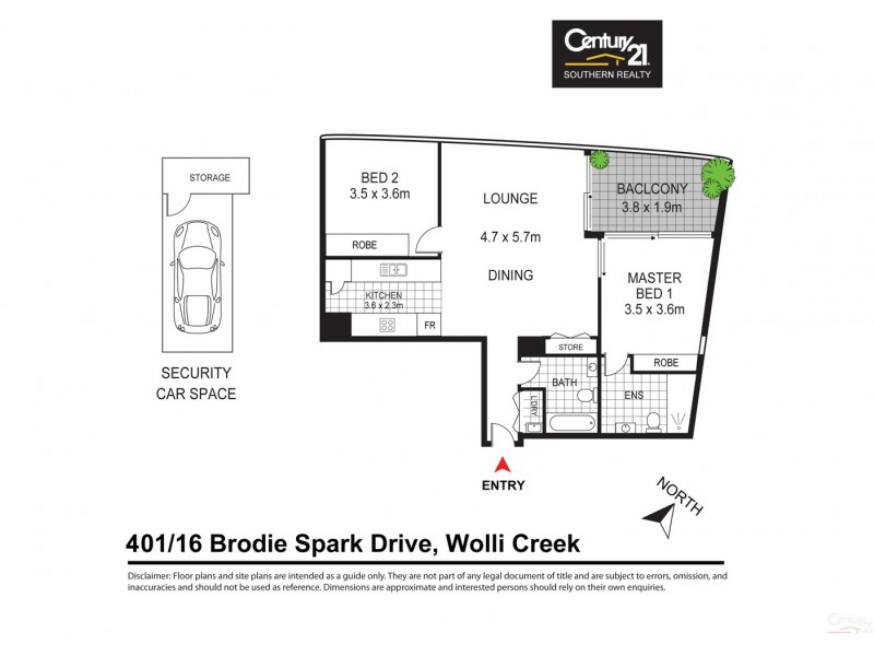 401/16 Brodie Spark Drive, Wolli Creek NSW 2205 Floorplan