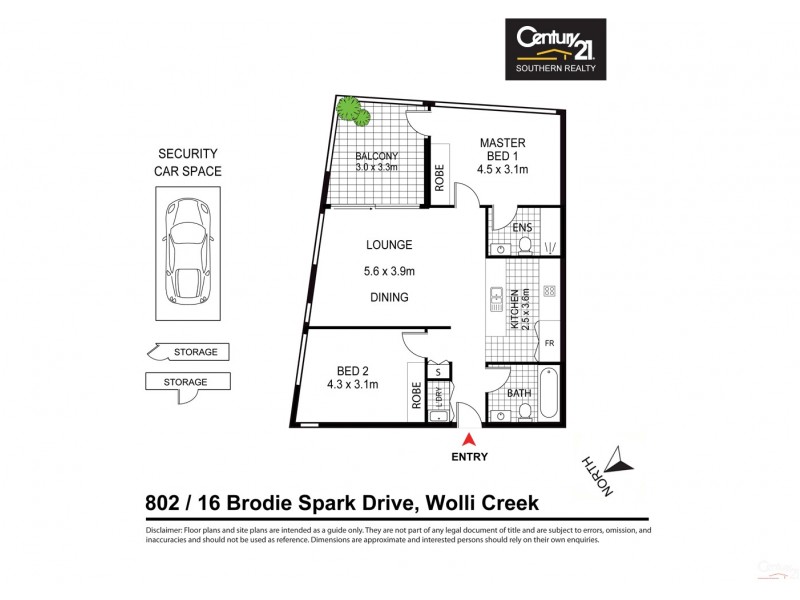 802/16 Brodie Spark Drive, Wolli Creek NSW 2205 Floorplan
