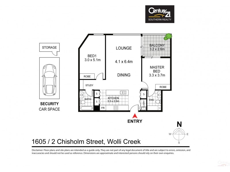 1605/2 Chisholm Street, Wolli Creek NSW 2205 Floorplan