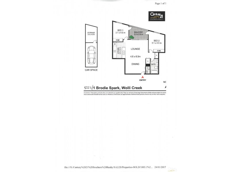 503/1 Brodie Spark Drive, Wolli Creek NSW 2205 Floorplan