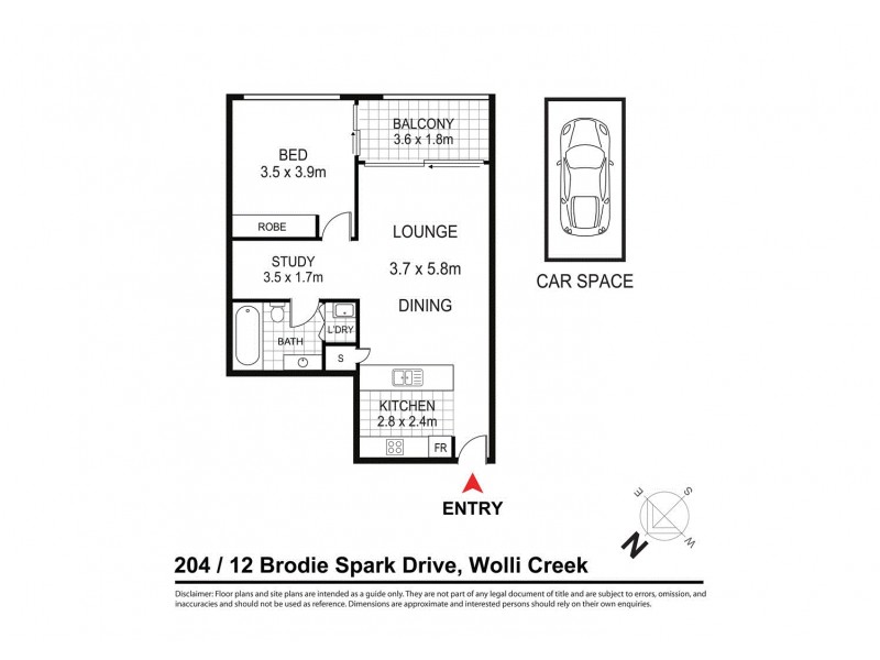 204/12 Brodie Spark Drive, Wolli Creek NSW 2205 Floorplan