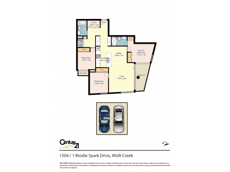 1504/1 Brodie Spark Drive, Wolli Creek NSW 2205 Floorplan