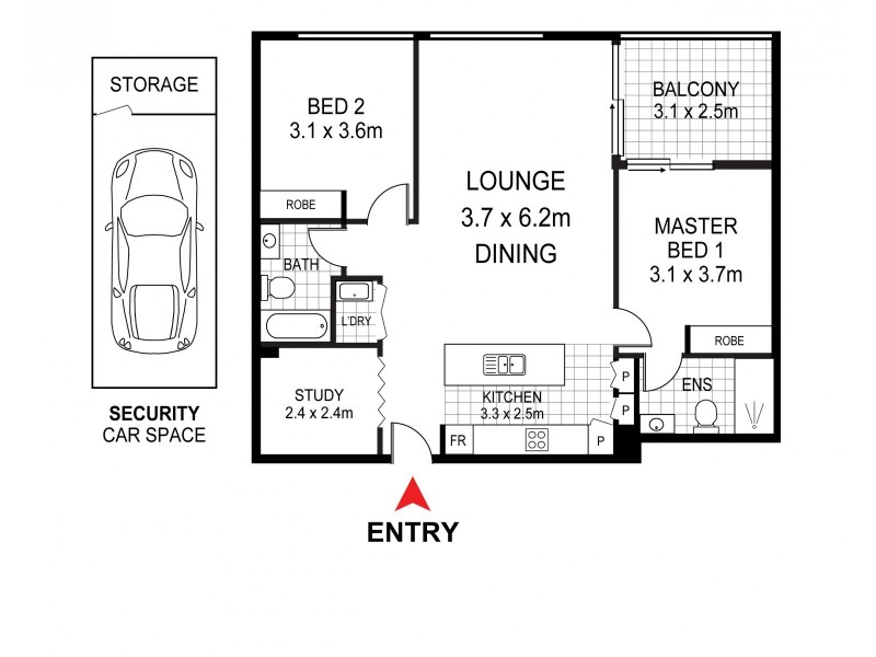 512/17 Chisholm Street, Wolli Creek NSW 2205 Floorplan