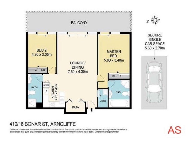 419/18 Bonar Street, Wolli Creek NSW 2205 Floorplan