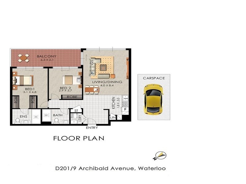 201/9 Archibald Ave, Waterloo NSW 2017 Floorplan