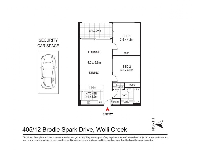 405/12 Brodie Spark Drive, Wolli Creek NSW 2205 Floorplan