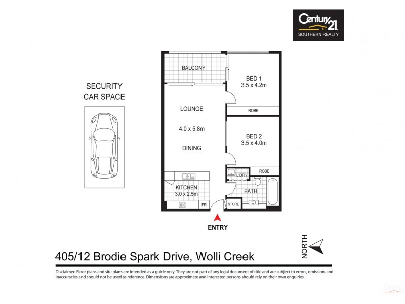 405/12 Brodie Spark Drive, Wolli Creek NSW 2205 Floorplan