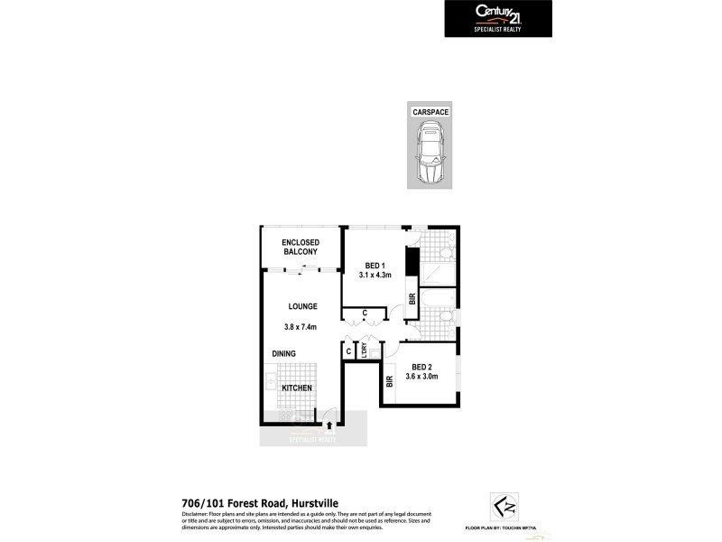 706/101 FOREST ROAD, Hurstville NSW 2220 Floorplan