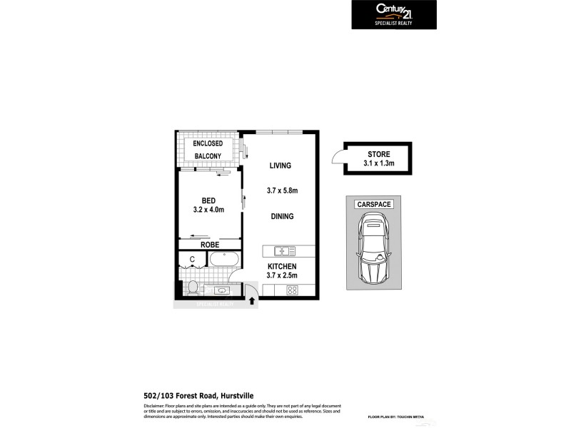 502/103 Forest Road, Hurstville NSW 2220 Floorplan