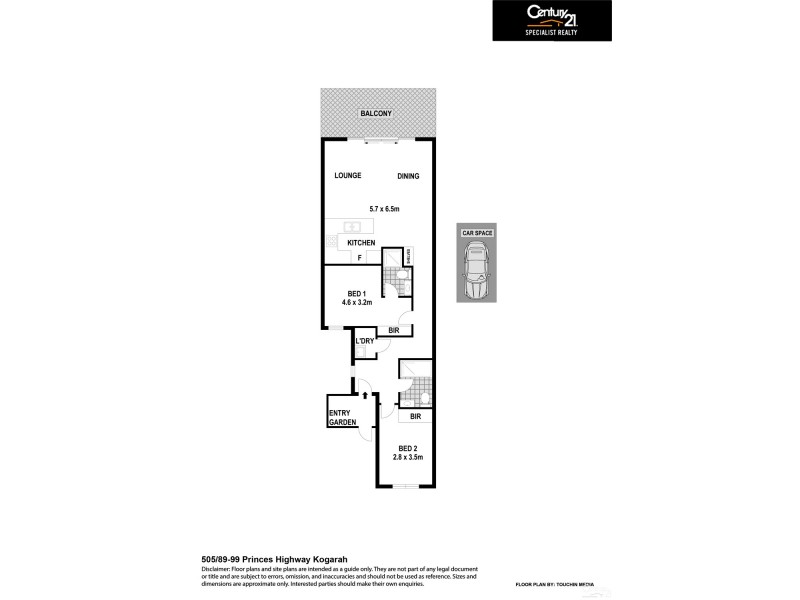 505/63-69 Bank Lane, Kogarah NSW 2217 Floorplan