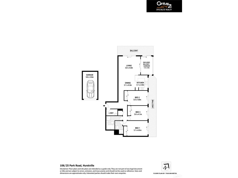 106/25 Park Road ( Enter from Woodville Street), Hurstville NSW 2220 Floorplan
