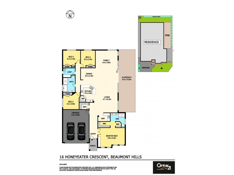 16 Honeyeater Crescent, Beaumont Hills NSW 2155 Floorplan