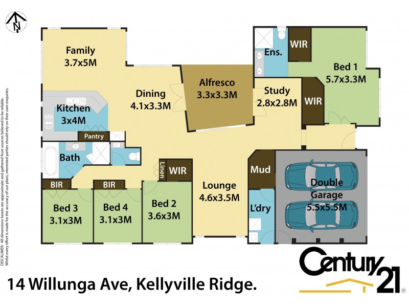 14 Willunga Avenue, Kellyville Ridge NSW 2155 Floorplan