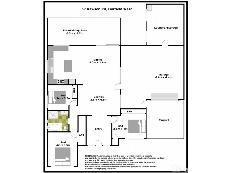 52 Rawson Road, Fairfield West NSW 2165 Floorplan