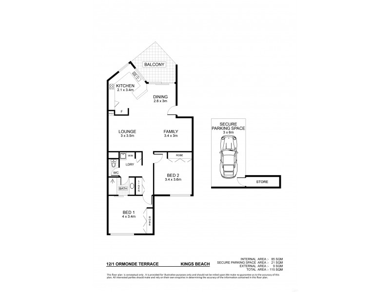 12/1 Ormonde Terrace, Kings Beach QLD 4551 Floorplan
