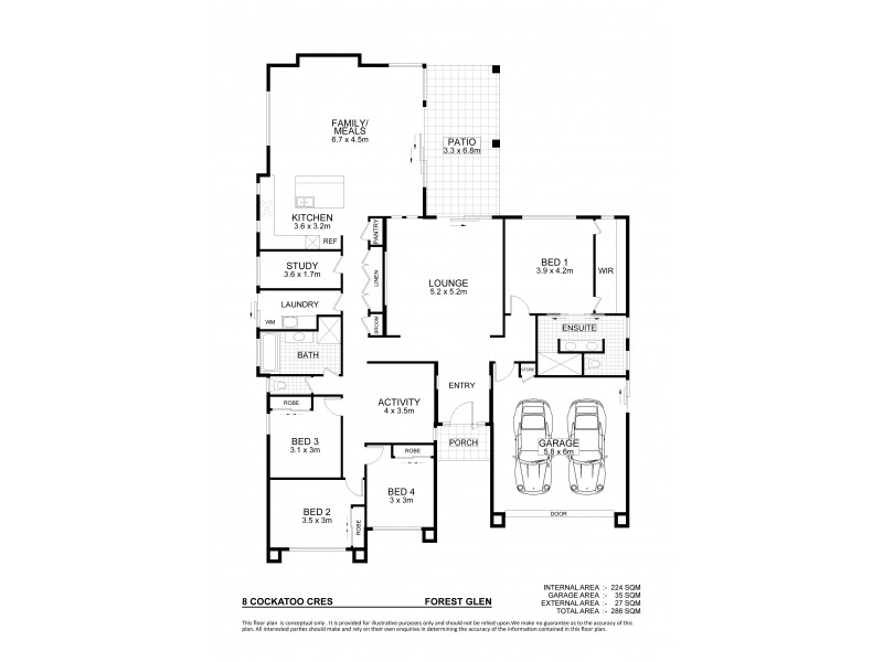 8 Cockatoo Crescent, Forest Glen QLD 4556 Floorplan