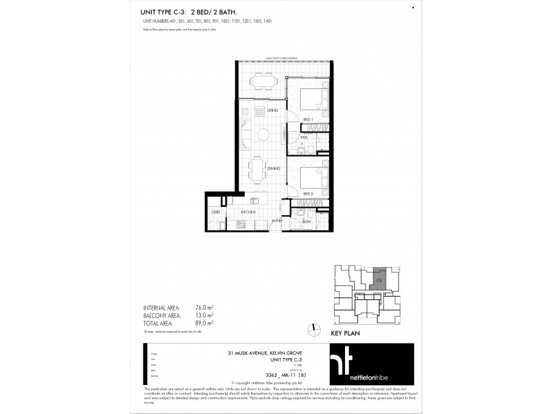 1101/31 Musk Avenue, Kelvin Grove QLD 4059 Floorplan