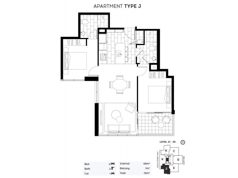 3302/50 Surf Parade, Broadbeach QLD 4218 Floorplan