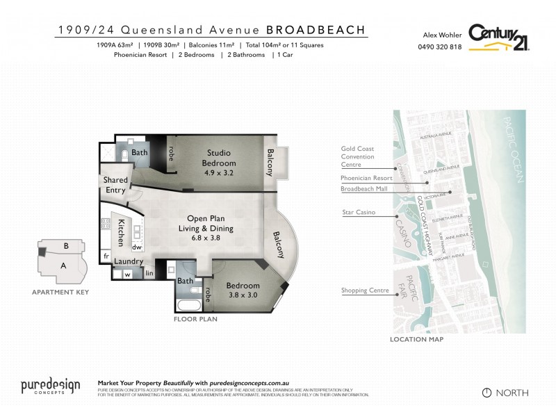 1909/24-26  Queensland Avenue, Broadbeach QLD 4218 Floorplan