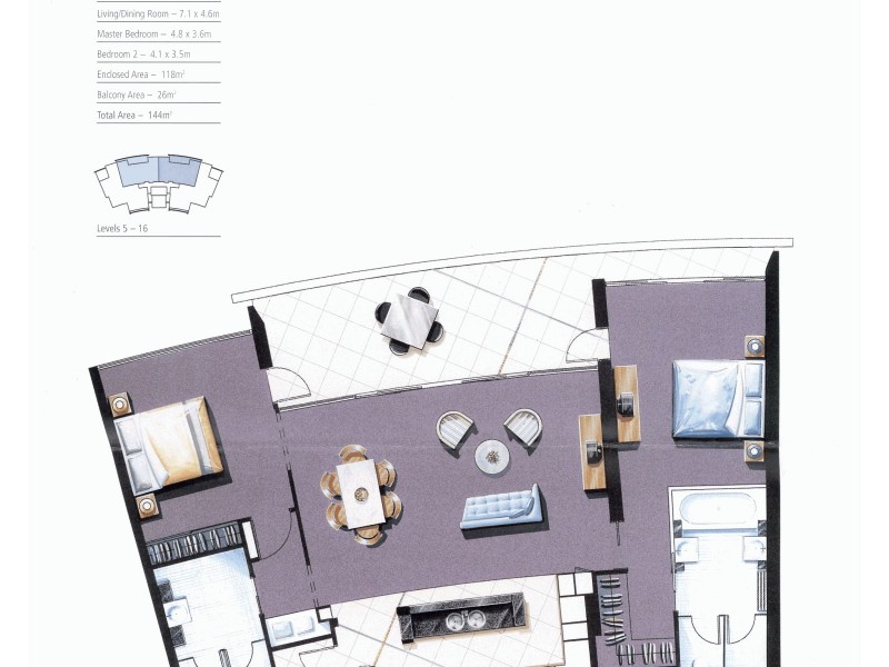 1302/17-19 Albert Avenue, Broadbeach QLD 4218 Floorplan