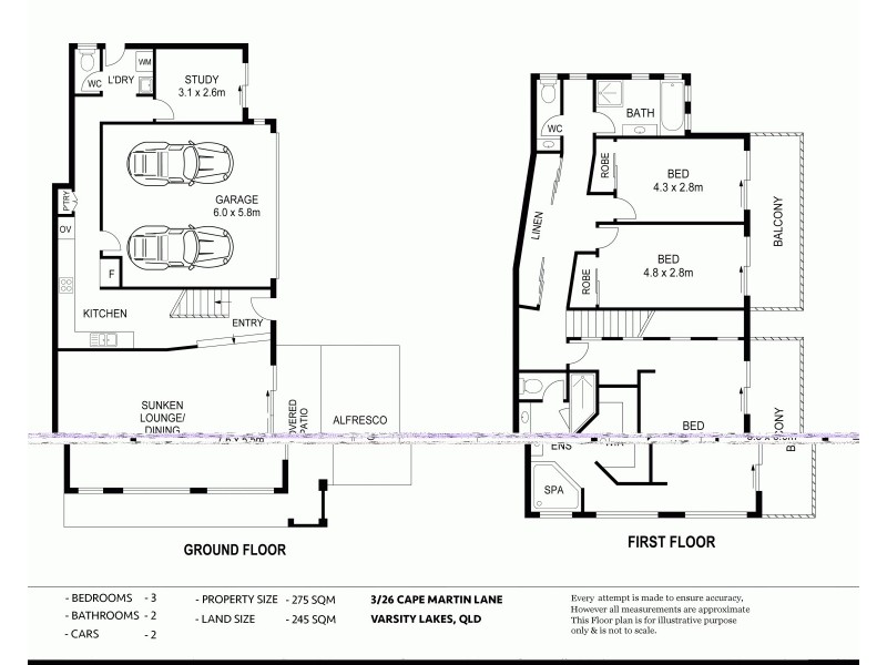 3/1 Cape Martin Lane, Varsity Lakes QLD 4227 Floorplan