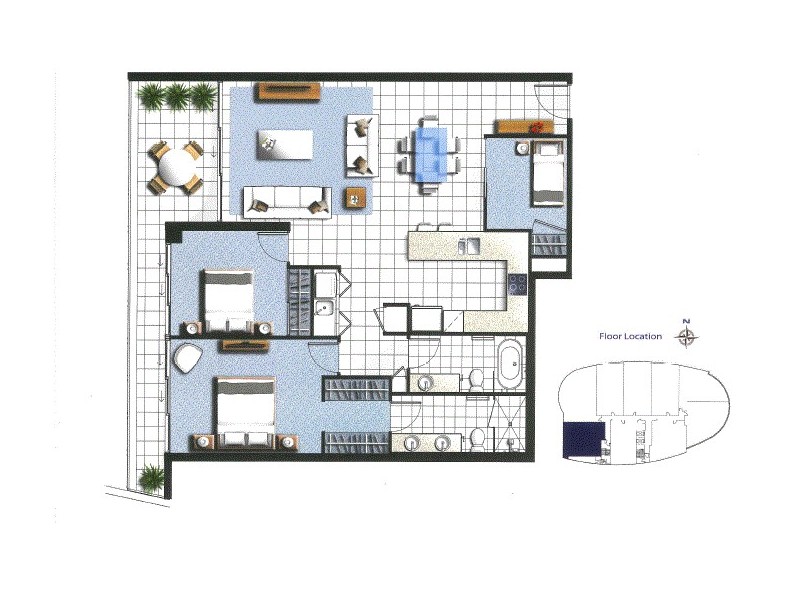 1409/5 Harbourside Court, Biggera Waters QLD 4216 Floorplan